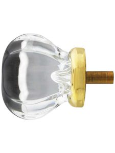 Medium Victorian Glass Cabinet Knob With Brass Base  |  Knobs Knobs Amber/Black/Clear