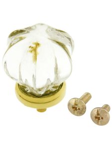 Medium Victorian Glass Cabinet Knob With Brass Base  |  Knobs Knobs Amber/Black/Clear