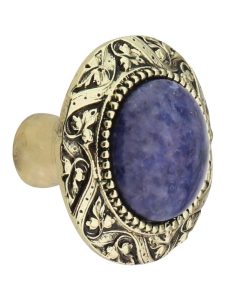 Victorian Cabinet Knob Inset with Blue Sodalite – 1 5/16″ Diameter  |  Knobs Knobs 24K Gold Plate/Antique Brass/Antique Pewter/Brite Brass/Brite Nickel